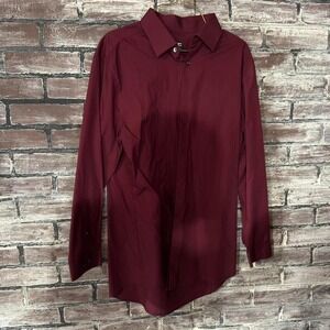 JF J.Ferrar – Dress Shirt – Men's L 16–16.5 – Burgundy Slim Fit